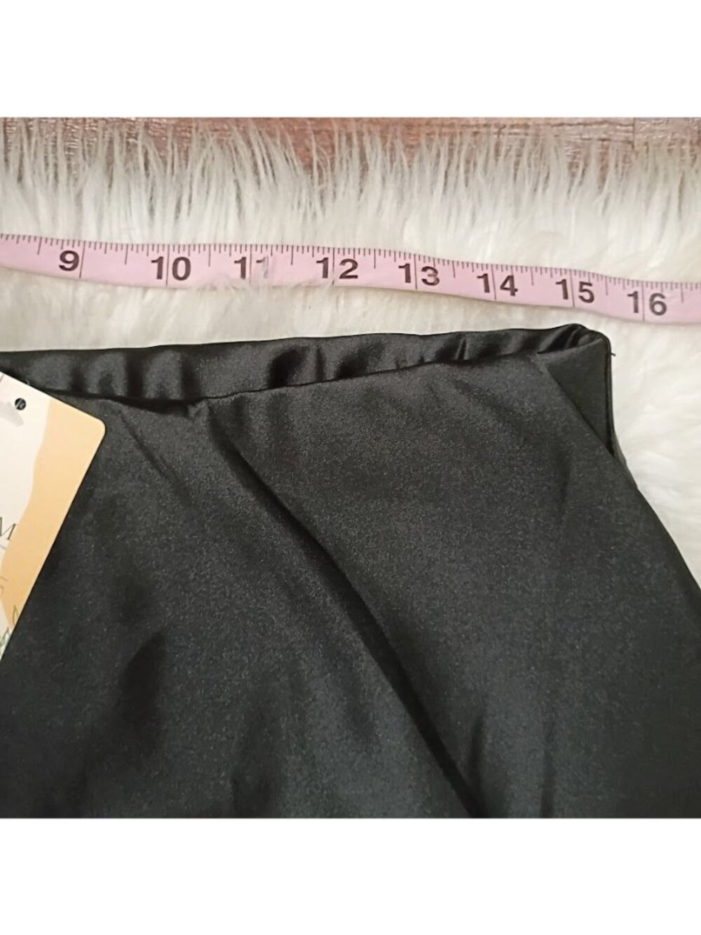 BTFBM Black Satin Midi Skirt Flowy A-Line Size L 96% Polyester 4% Elastane Mach - Picture 8 of 10